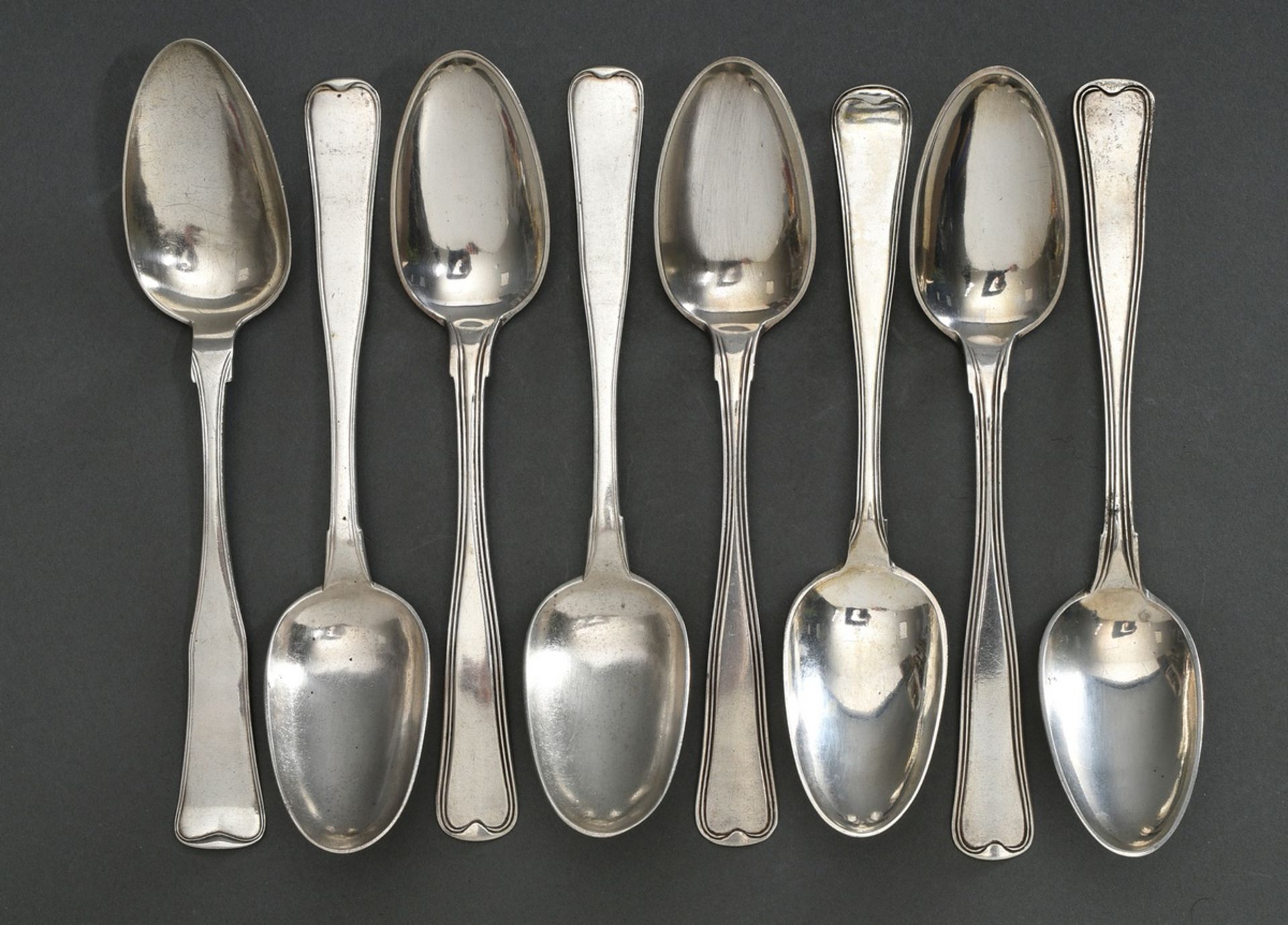 8 Various North German spoons "thread pattern", verso partly with engraved owner's note, MM a.o.: D - Image 2 of 4