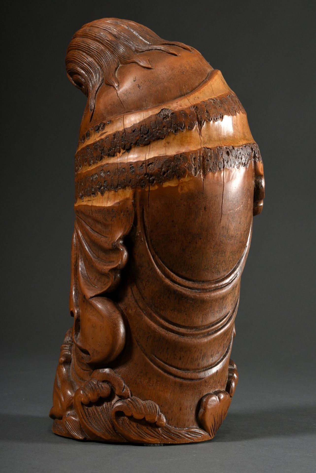 Bamboo sculpture "Liu Hai with cash coins on string", three-legged toad and bat, China Qing Dynasty - Image 2 of 4