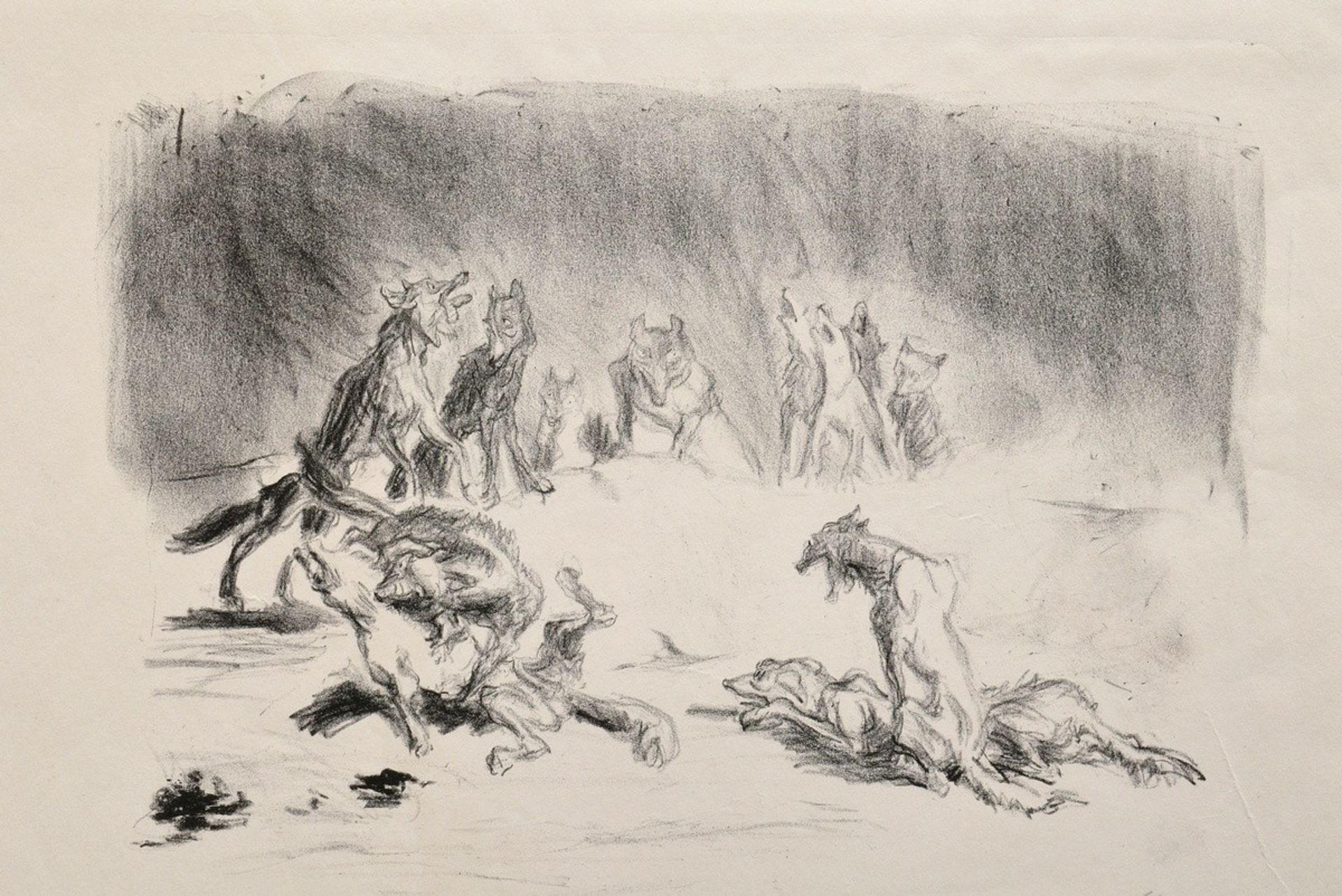 Slevogt, Max (1868-1932) "Heulende Hyänen" 1917, Lithographie, u.r. sign., PM ca. 24x33cm, BM 39,5x - Bild 2 aus 4