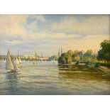 Burghardt, Gustav (1875-1955) "Außenalster", Öl/Leinwand, u.r. sign., 60,5x80,5cm (m.R. 71,5x92cm)