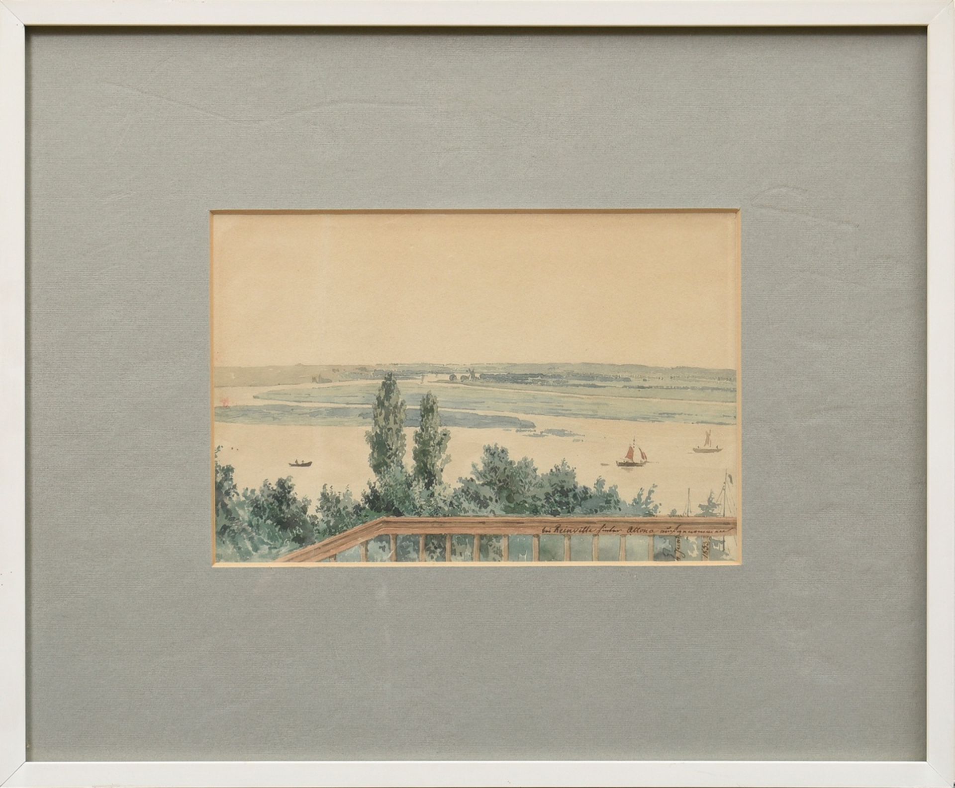 Unbekannter Künstler des 19.Jh. „Bei Rainville/Altona“ 1833, Aquarell/Papier, u.r. bez./dat., 15x22 - Bild 2 aus 3