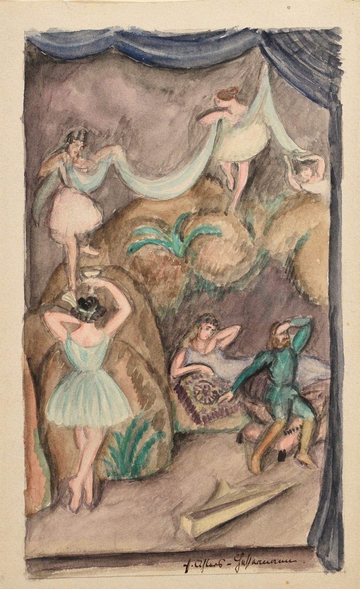 Ahlers-Hestermann, Friedrich (1883-1973) "Theater: Tannhäuser", Aquarell/Karton, u.r. sign., unten  - Bild 2 aus 4