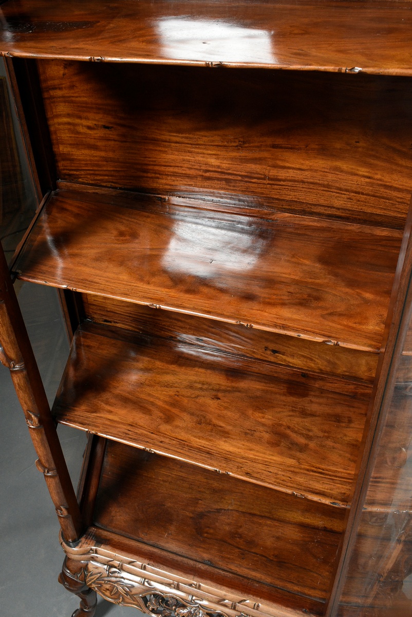 Chinese display case with carved "faux bamboo and grapes" body, openwork crown, Hongmu rosewood, 3  - Image 7 of 9