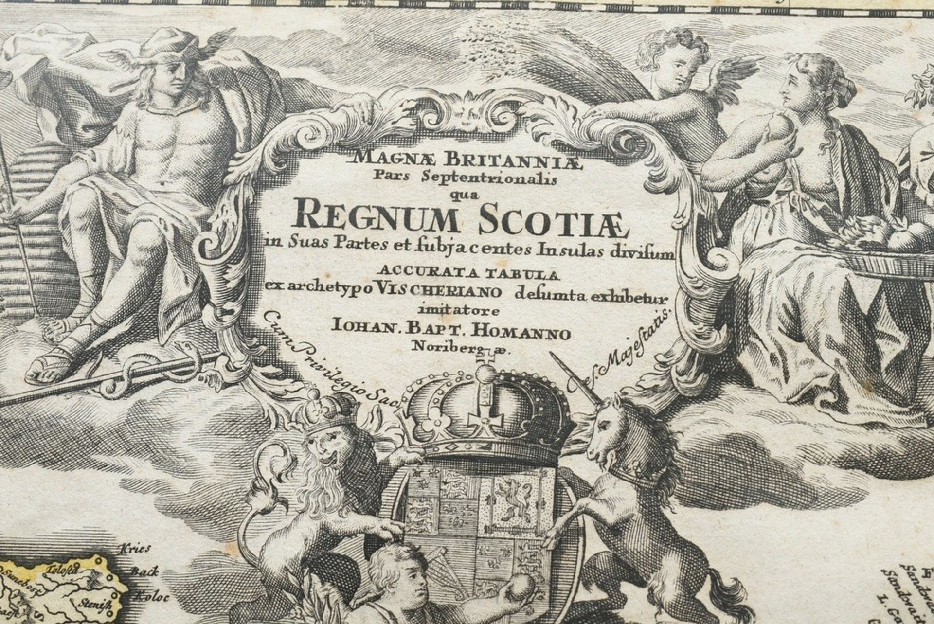 Homann, Johann Baptist (1664-1724) "Magnae Britanniae, Regnum Scotiae..." (Schottland) , color. Kup - Bild 3 aus 4