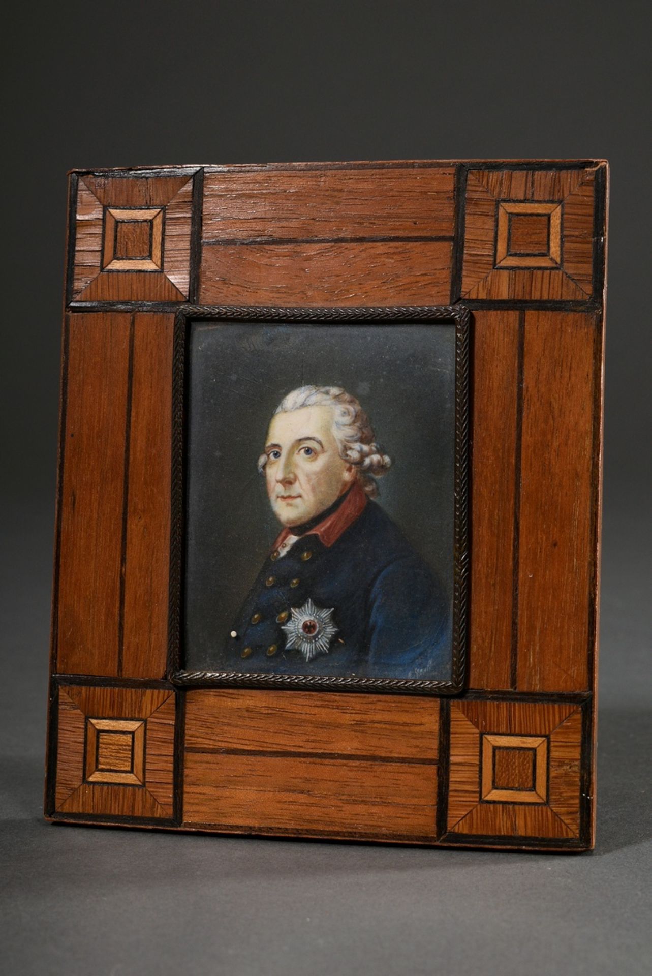 Miniature "Friedrich der Große" (Frederick the Great) after a painting by Anton Graff (c. 1781/86),