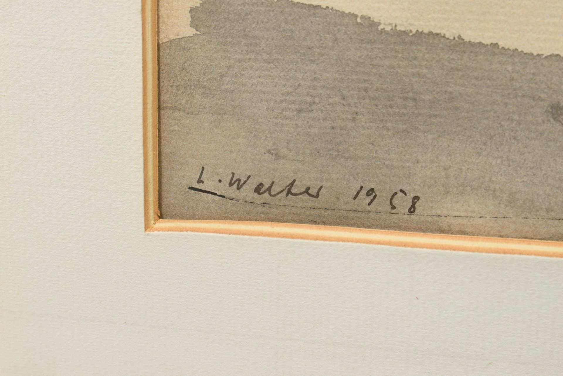 Walter, L. "Piazza San Marco" 1958, ink/aquaell, lower left sign./dat., 37,3x58cm (w.f. 51,5x71,5cm - Image 3 of 3