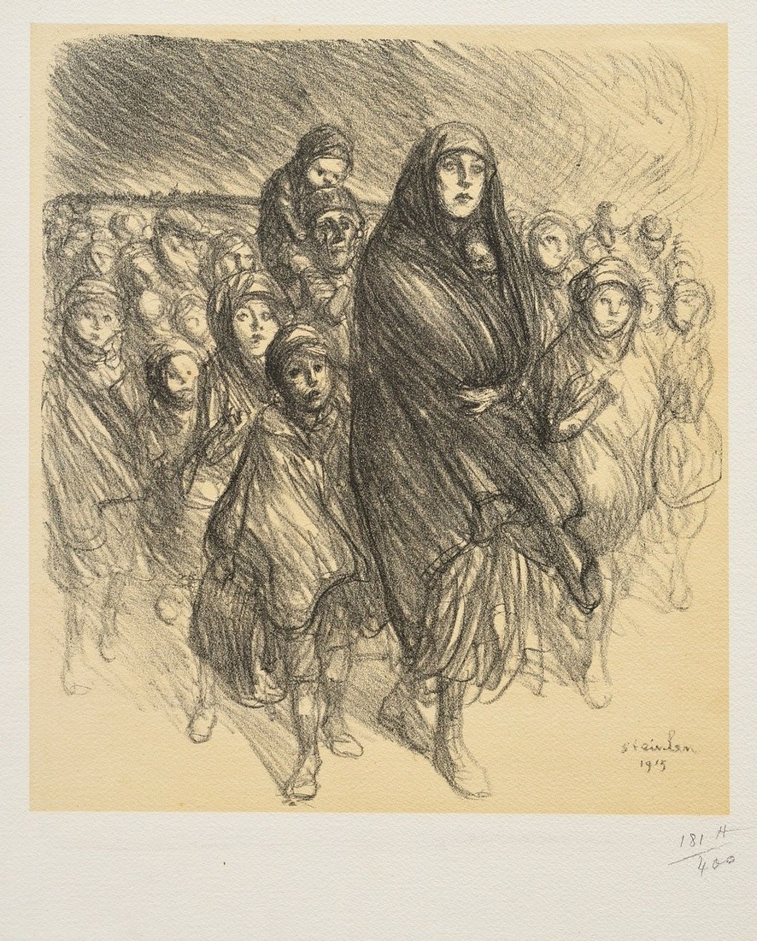 3 Steinlen, Théophile Alexandre (1859-1923) "La Poilue", "o.T." (Soldat) und "o.T." (Flüchtlinge), - Bild 2 aus 8