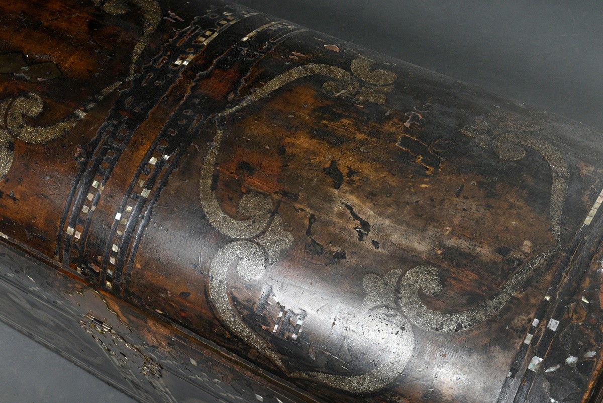 Museal Nanban Urushi lacquer chest with mother-of-pearl inlays and gold lacquer painting, Japan Mom - Image 6 of 11