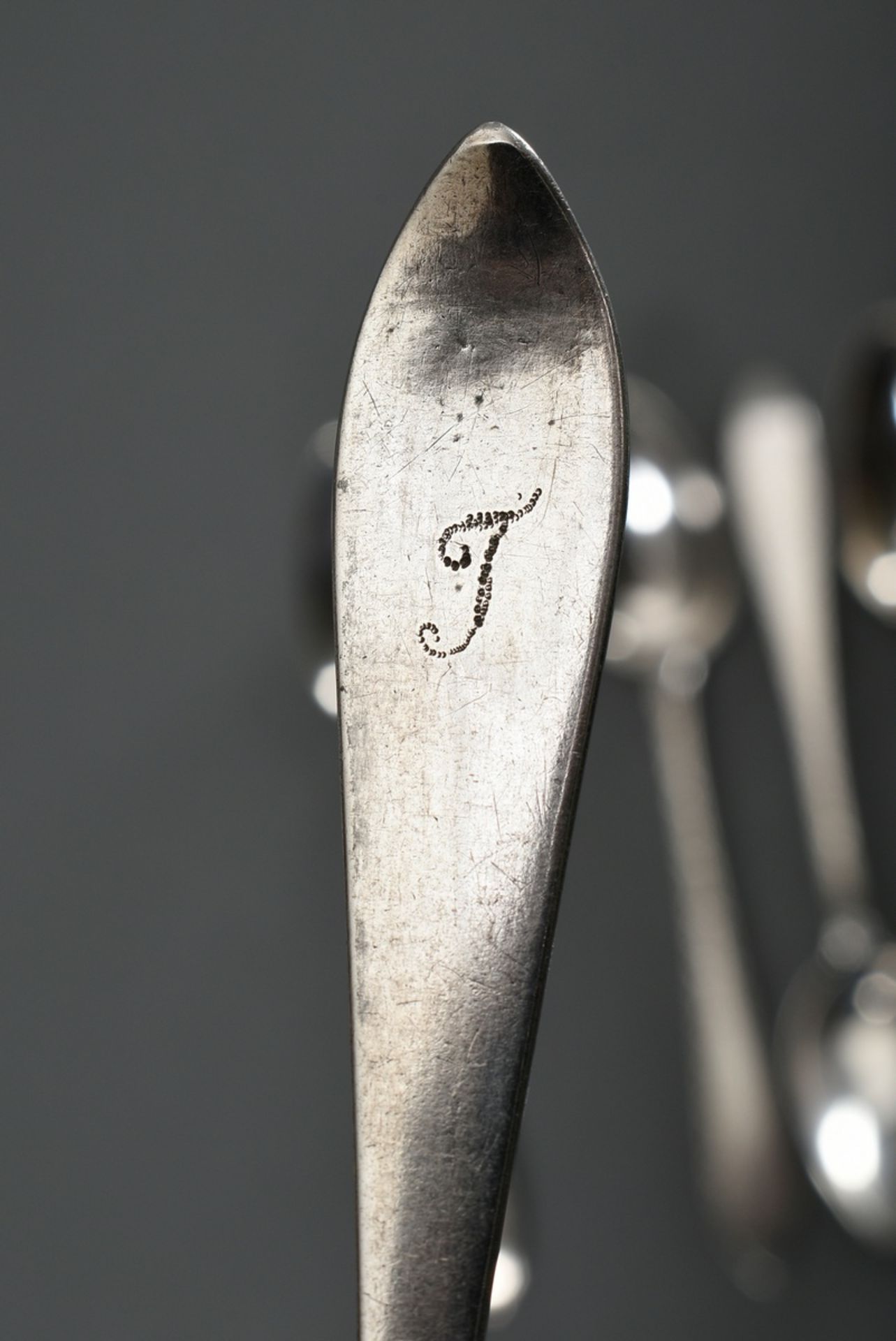 6 Various North German teaspoons with lancet-shaped handles, different floral ornamental brightcut  - Image 4 of 4