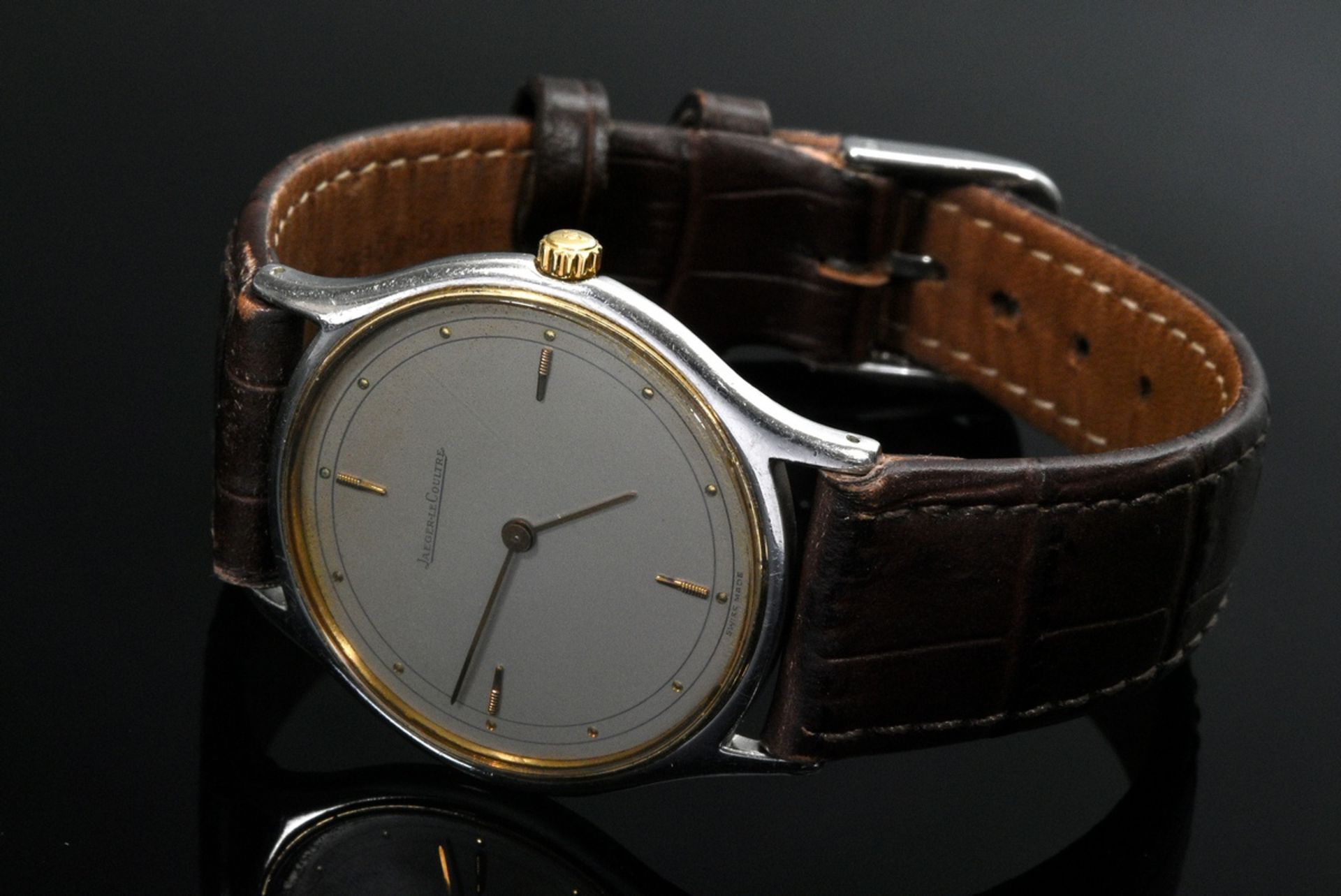 Weiß- und Gelbgold 750 Jaeger LeCoultre „Master Ultra Thin“  Herrenarmbanduhr, Quartzwerk, Ref.-Nr.