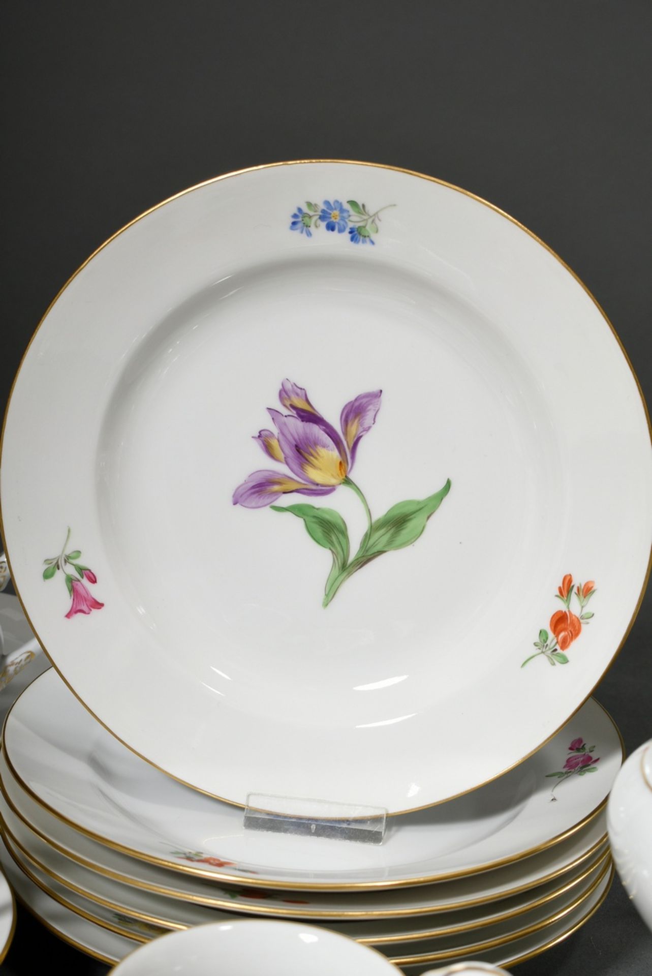 27 Teile Meissen Kaffeeservice in Empire Form "Deutsche Blume mit Schwanenhenkel" für 12 Personen,  - Bild 6 aus 8