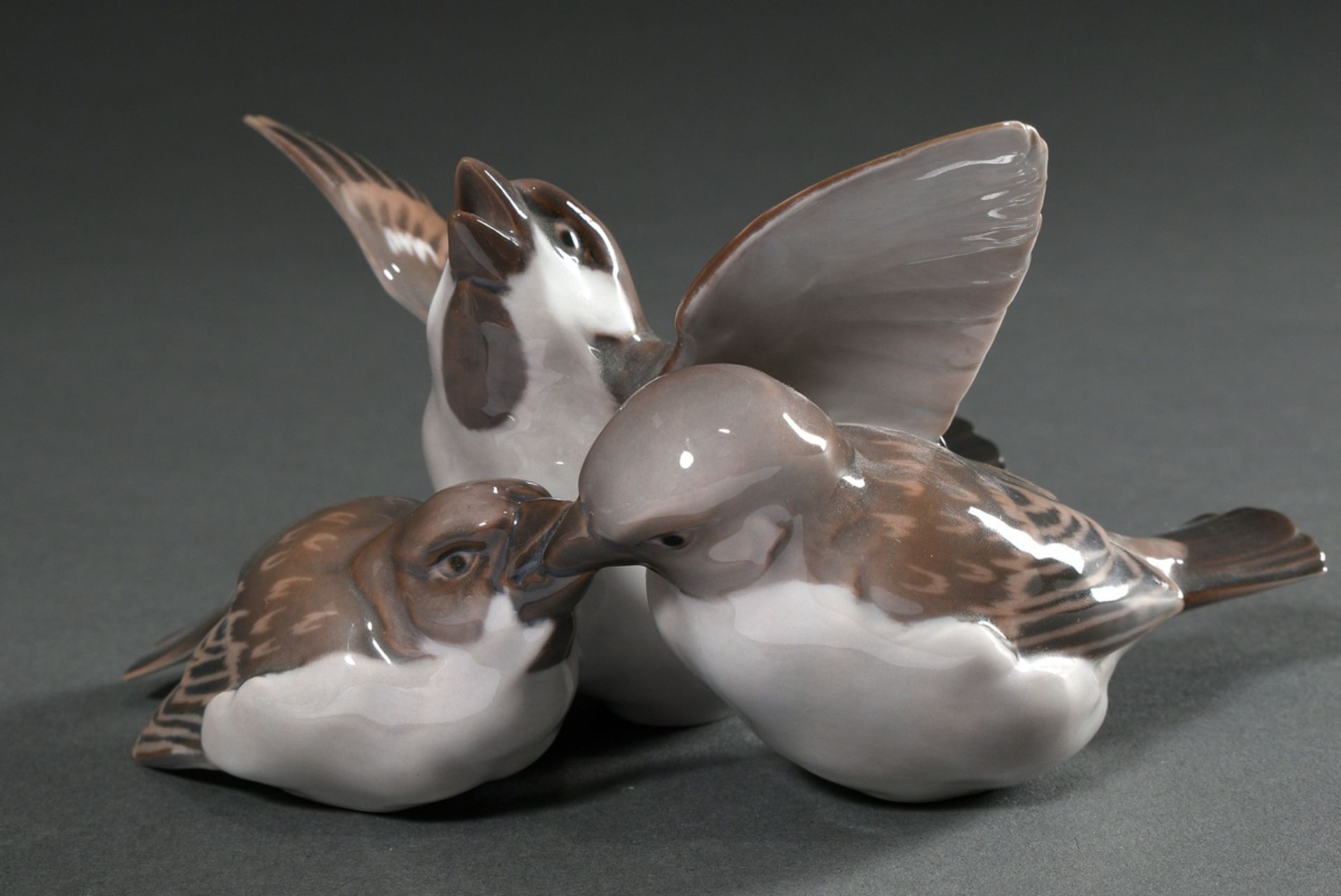 3 Various porcelain figures "Star", "Three Sparrows" and "Cuckoo" with polychrome underglaze painti - Image 8 of 10