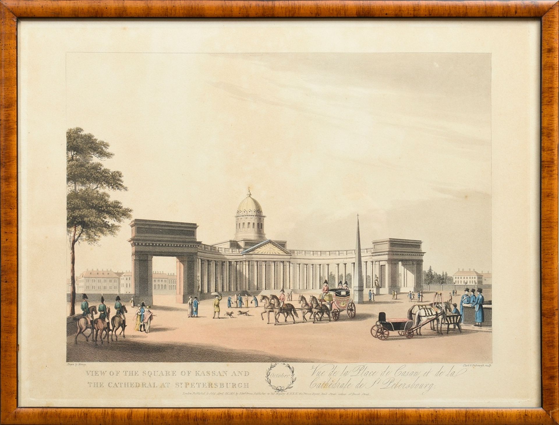 2 Clark, John H. & Dubourg, Matthew "Kazan Cathedral in Saint Petersburg" and "Carriage Ride" 1815, - Image 6 of 6