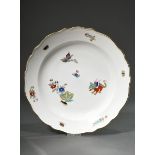 Meissen Platte mit polychromem Kakiemon Dekor "Koreanischer Löwe" und Goldrand, Jubiläumsmarke 1910