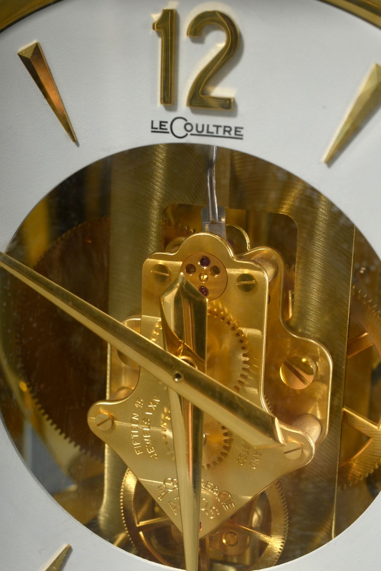 Jaeger Le Coultre "Atmos" table clock, glazed gold-plated brass case, movement number 196633, 23.5x - Image 3 of 7