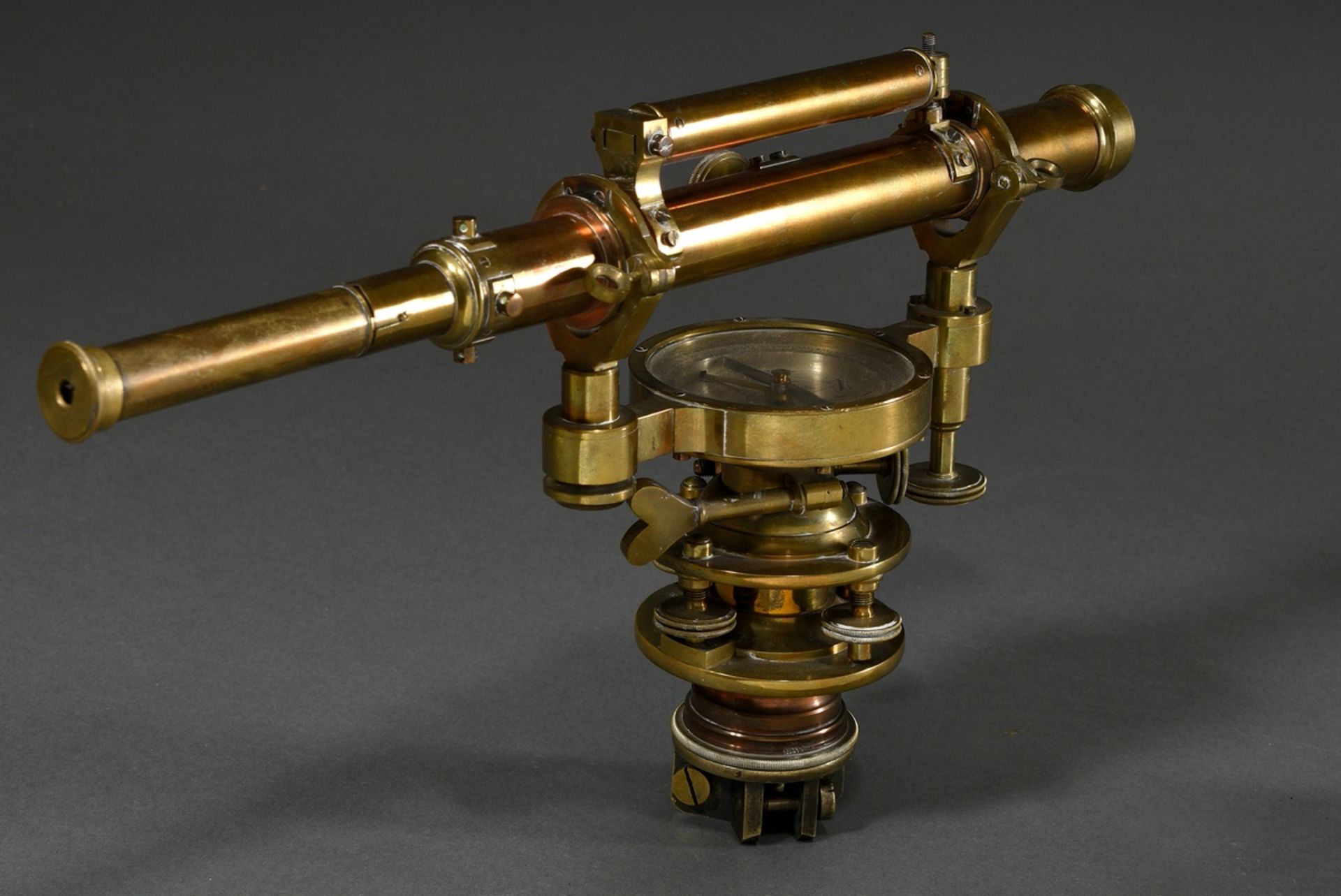 Surveying instrument resp. levelling device with compass "J. M. Hyde, Bristol", brass, 19th c., 24x - Image 2 of 5