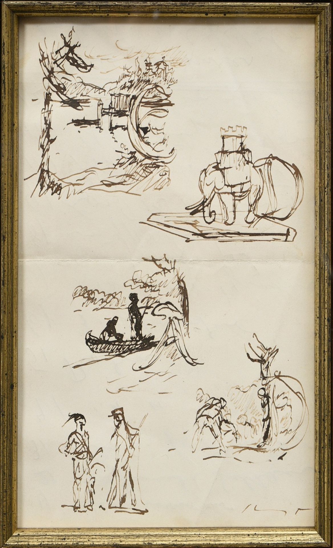 Slevogt, Max (1868-1932) "Vignette Studies", pen-and-ink drawing, sign. on the lower right, inscr. 