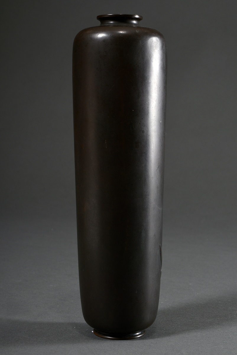 Ryoichi, Takano (*1907) fine bronze vase with reduced decoration "frog on bamboo", Showa period, bo - Image 3 of 7