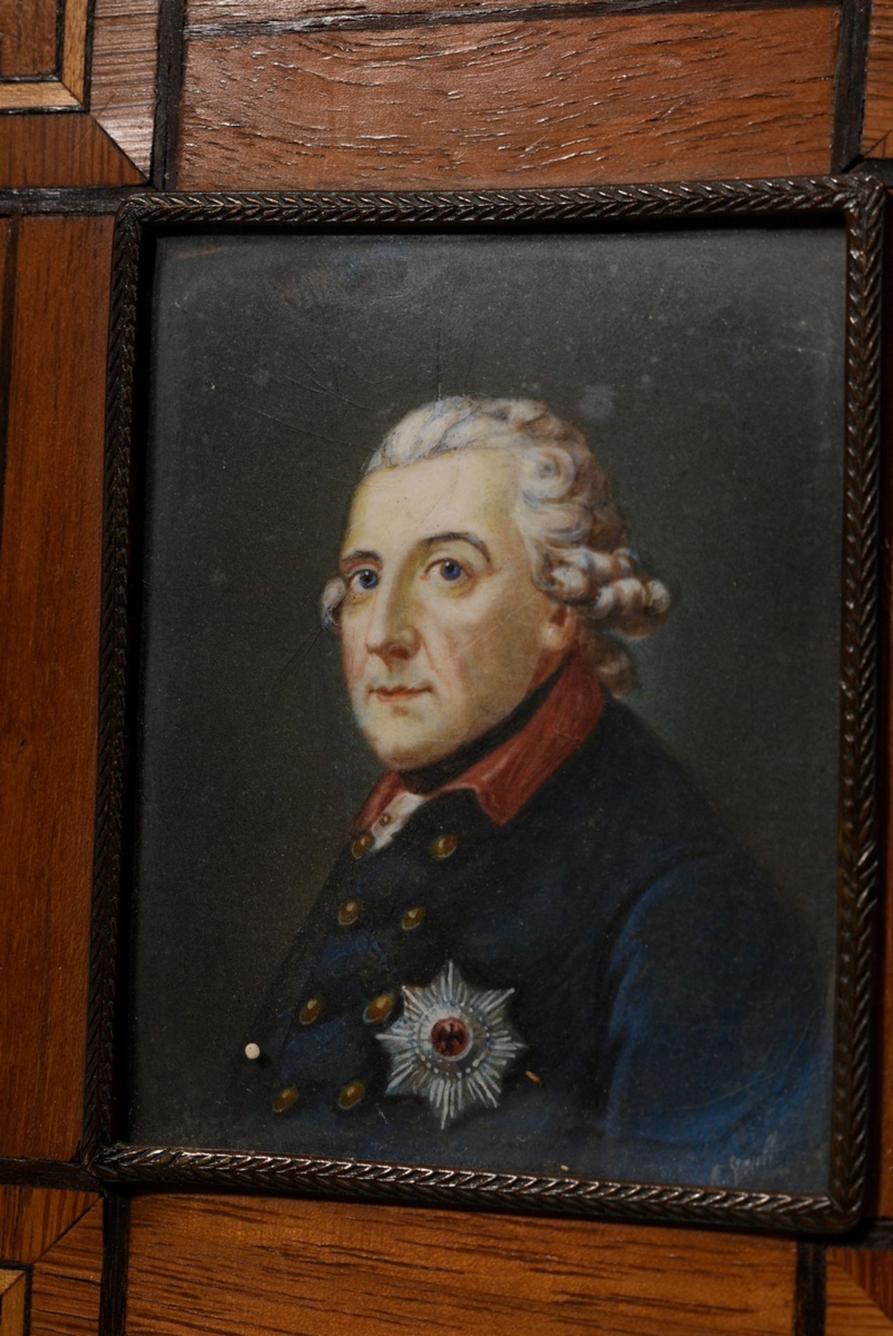 Miniature "Friedrich der Große" (Frederick the Great) after a painting by Anton Graff (c. 1781/86), - Image 2 of 5