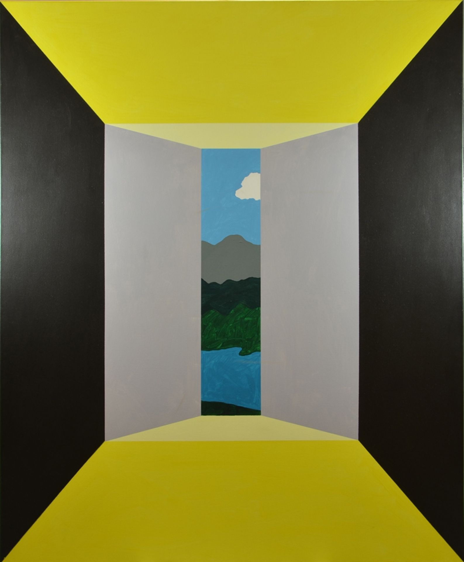 Romijn, Gust (1922-2010) "Landzee - Zeeland", acrylic/canvas, 1996, 170x120cm, canvas dented in two