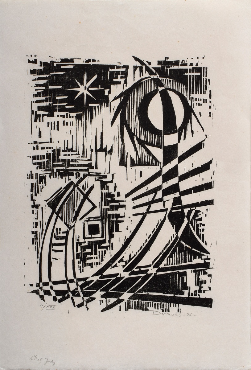 Drewes, Werner (1899-1985) "Fireworks 4th of July" 1976, woodcut, 11/30, b. sign./dat./num./titl.,  - Image 2 of 3