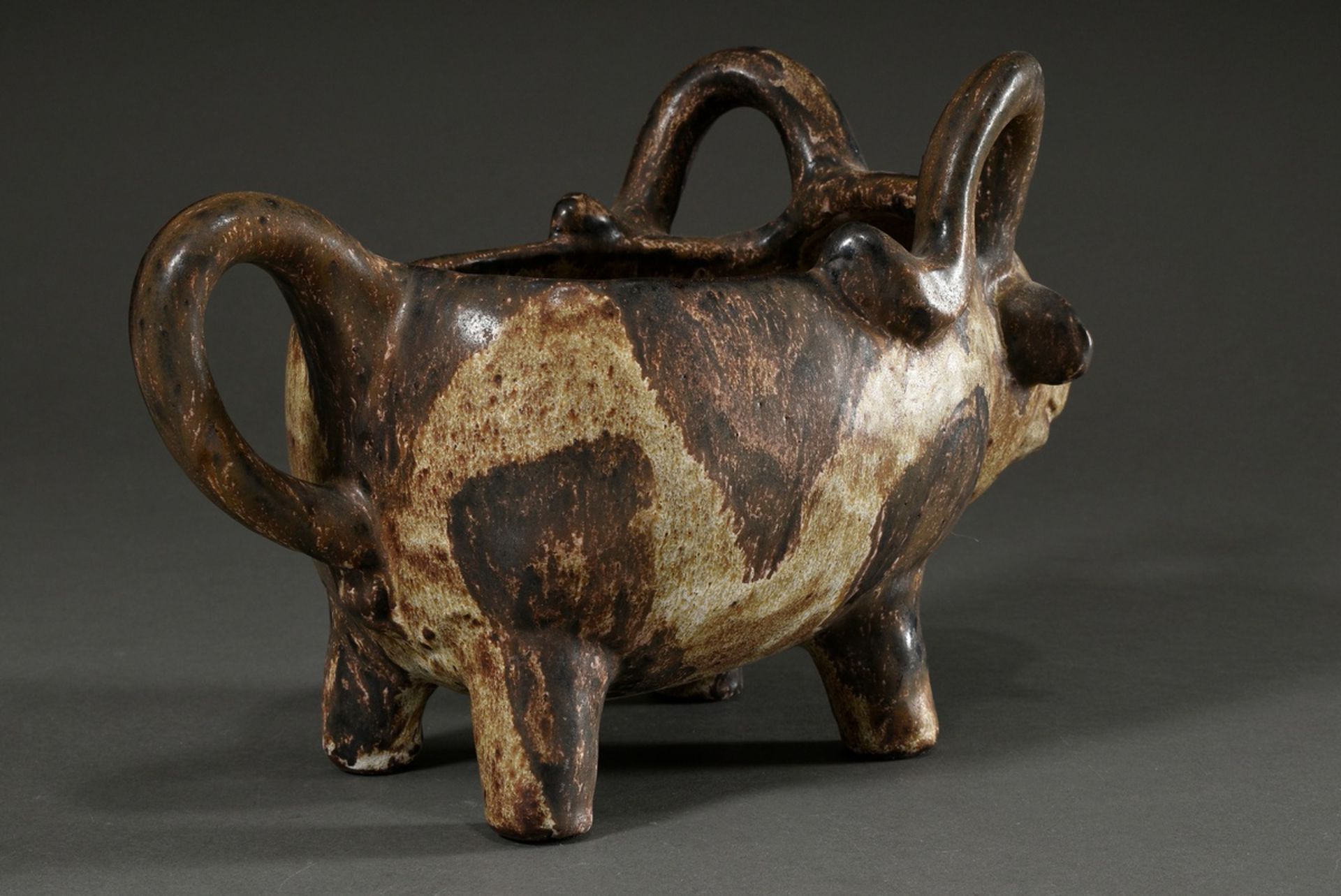Maetzel, Monika (1917-2010) studio ceramics vessel in animal form "bull", ceramic white/brown glaze - Image 4 of 6