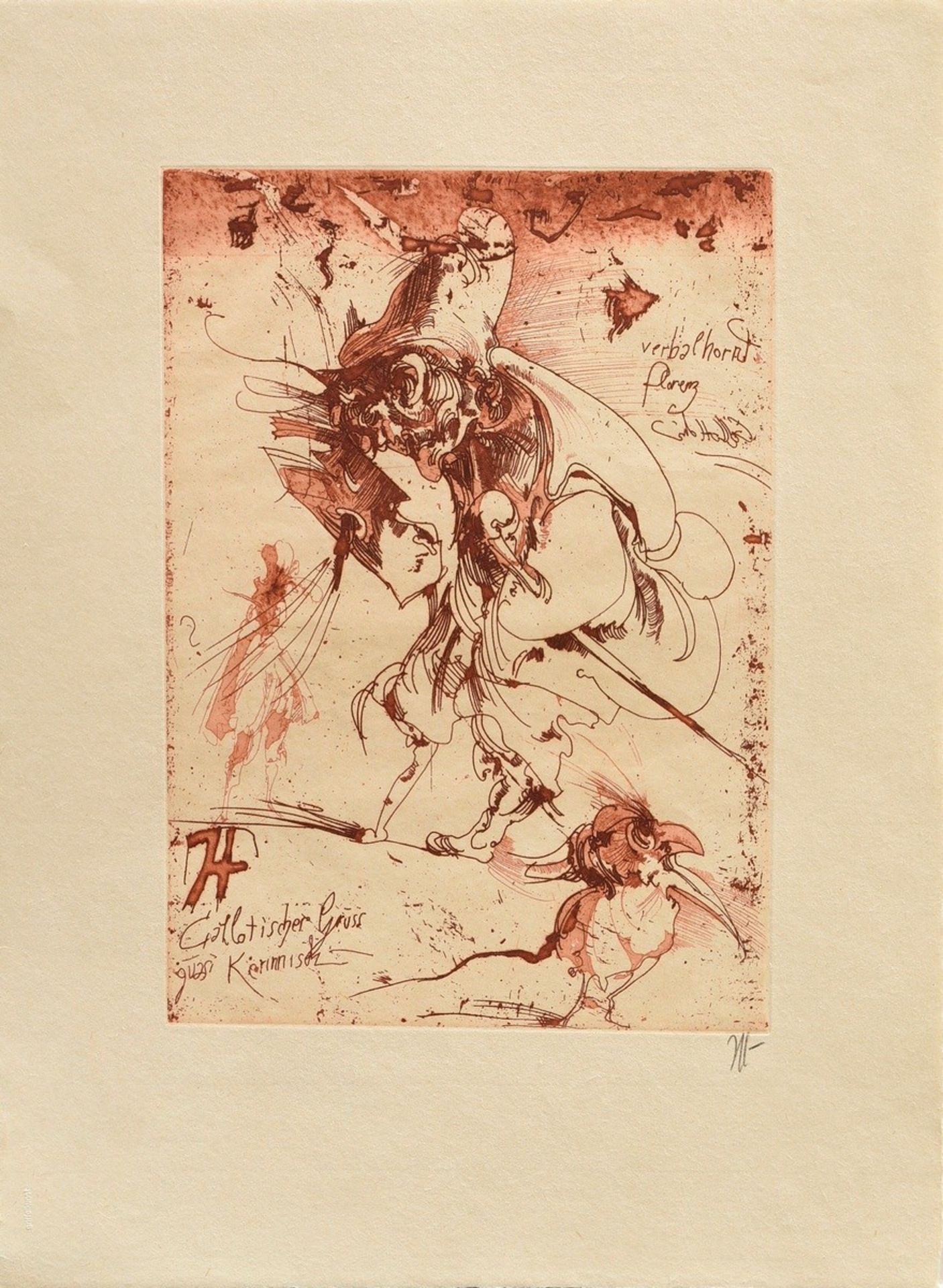 5 Janssen, Horst (1929-1995) "Langenhorner Jubilate I-V (nach Callot)" 1988, Radierungen, Griffelku - Bild 6 aus 12