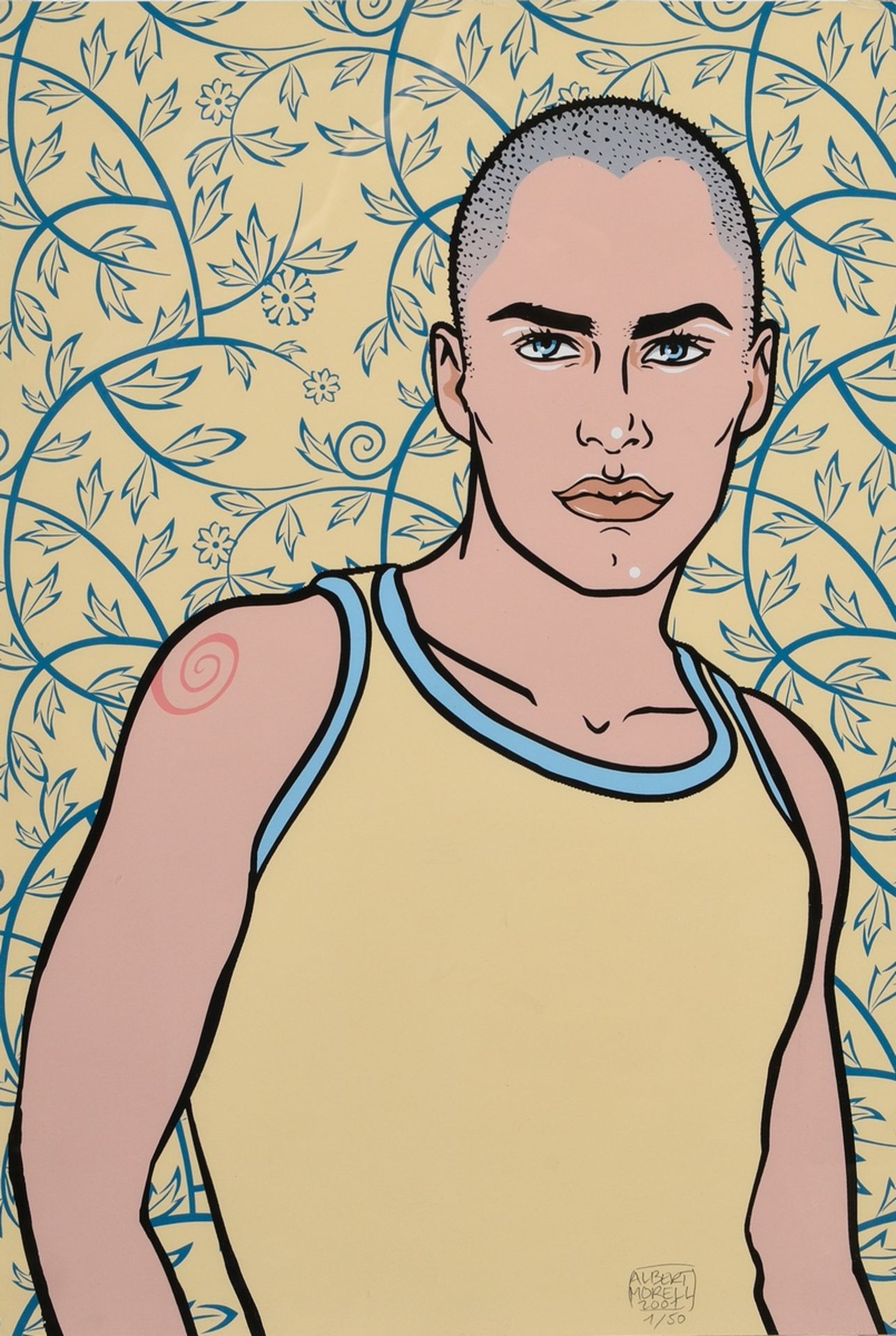 Morell, Albert "Young man with tattoo", 2001, presumably color serigraph, 1/50, b. sign./dat./num.,