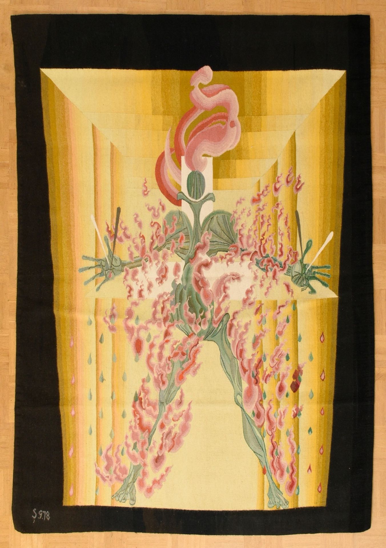 Gabrea, Serban (*1940) Tapestry "Omul Flacara" (19)78, wool, u.l. monogr./dat., verso titled, 181x1 - Image 2 of 7