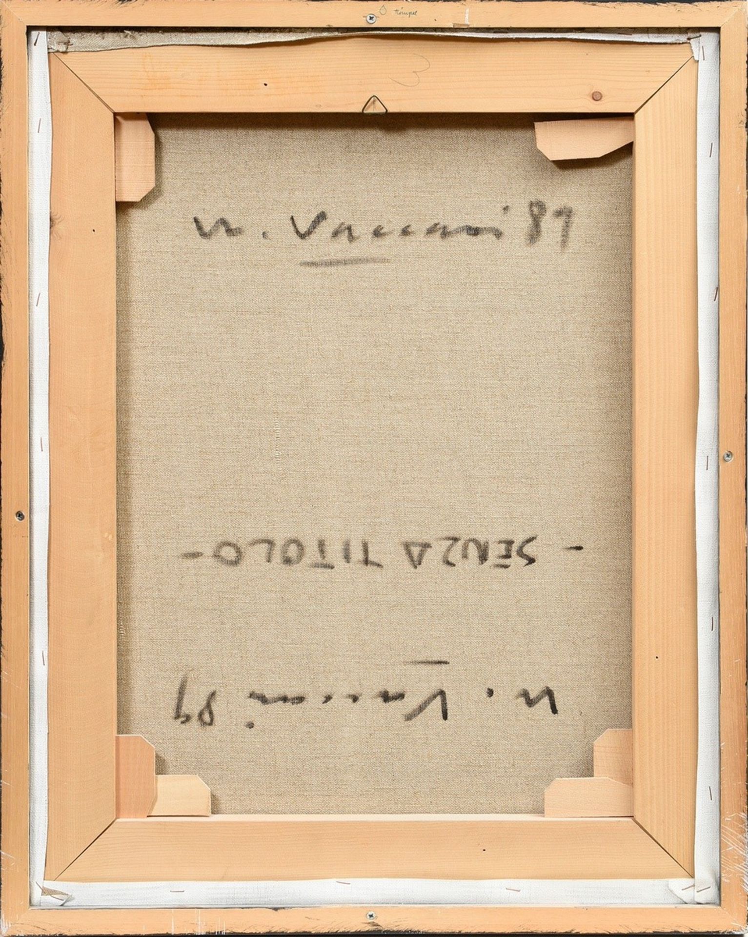 Vaccari, Wainer (*1949) "o.T." 1989, Öl/Leinwand, verso sign./dat., Galerierahmung, 70x55cm (m.R. 7 - Bild 2 aus 2