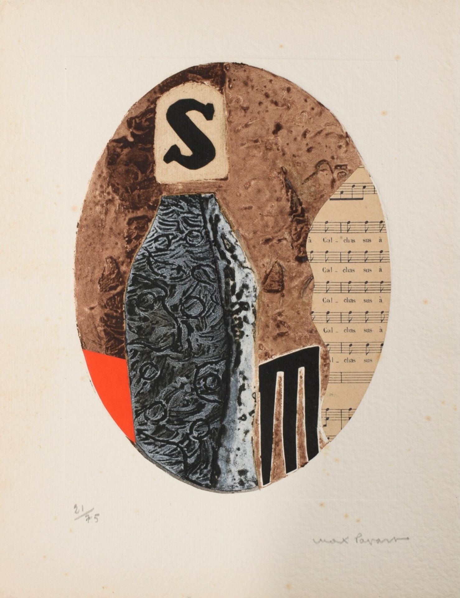 Papart, Max (1911-1994) "Pavane" 1977, bronze and etching/collage, 21/75, u. sign./num. SM 33x26cm, - Image 3 of 6