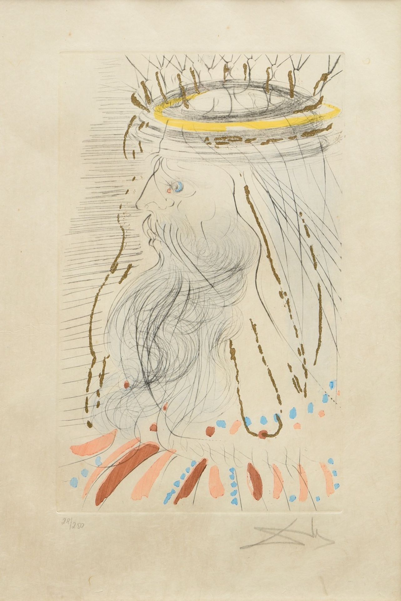 Dalí, Salvador (1904-1989) "König Salomon", aus der Serie "Das Hohe Lied des Salomon" 1971, Farbrad