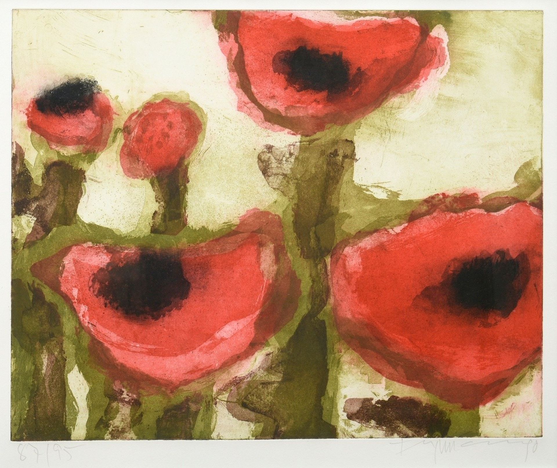 Fussman, Klaus (*1938) "Red Poppy" 1990, color etching, 87/95, below sign./dat./num., PM 37,5x47cm 