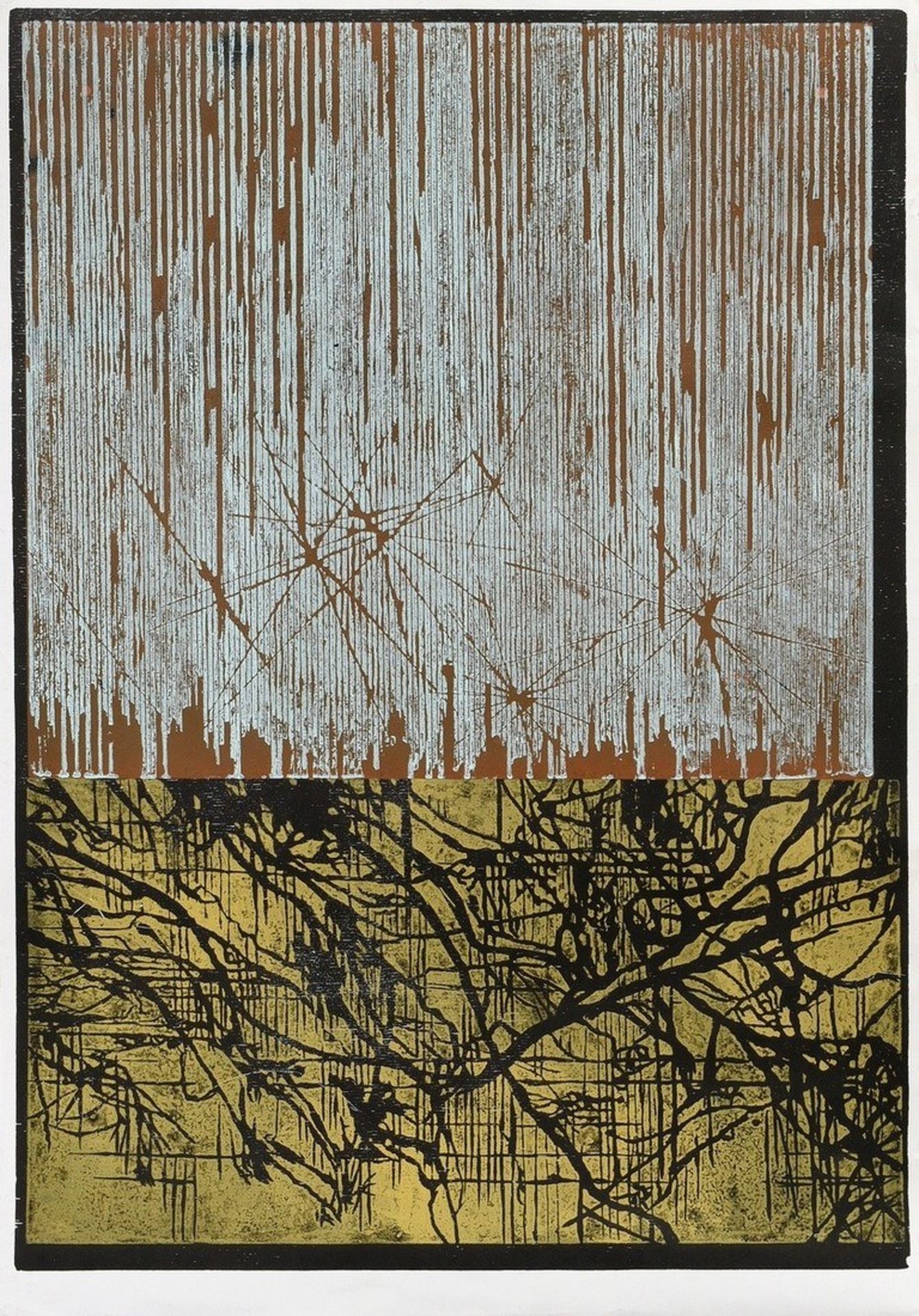 Brandis, Birgit (*1976) "o.T." 2010, high print of wood and styrodur plates, Griffelkunst, verso si