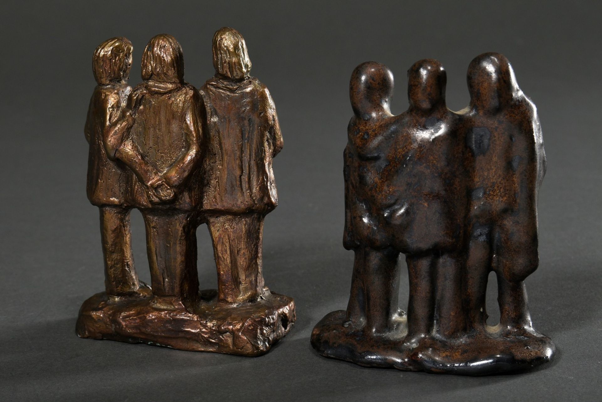 2 Various Maetzel, Monika (1917-2010) figure groups "Three persons", bronze/ceramic glazed, in the  - Image 2 of 5