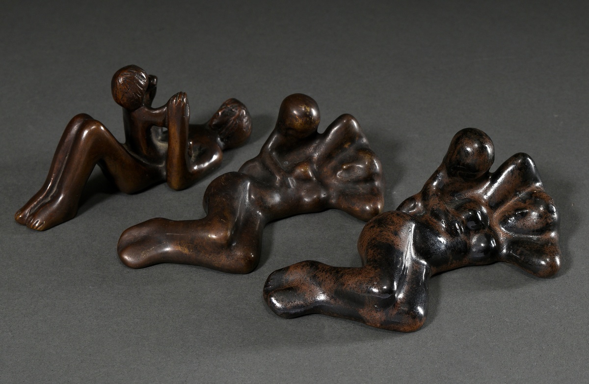 3 Various Maetzel, Monika (1917-2010) figure groups "Mother with child" , bronze patinated/ceramic 