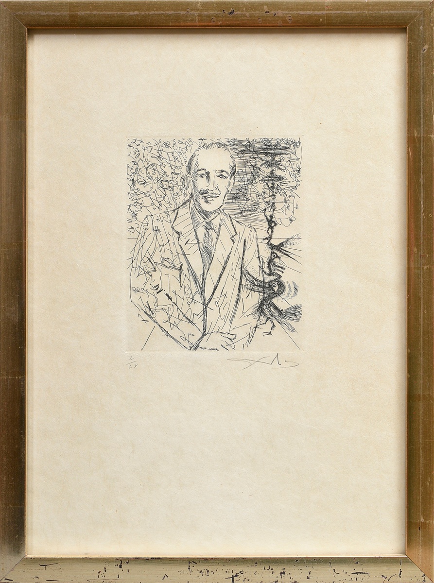 Dalí, Salvador (1904-1989) "Walt Disney" 1967, etching, 50/60, below sign./num., PM 15x12,5cm (w.f. - Image 2 of 3