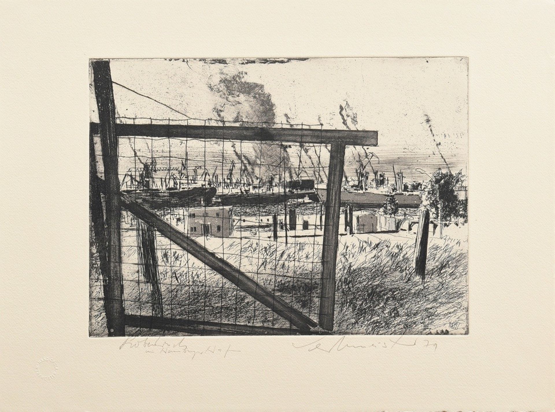 2 Werkmeister, Wolfgang (*1941) "Moorwiese" 1974 and "Hamburger Hafen" 1979, etchings, proofs, b. s - Image 7 of 7