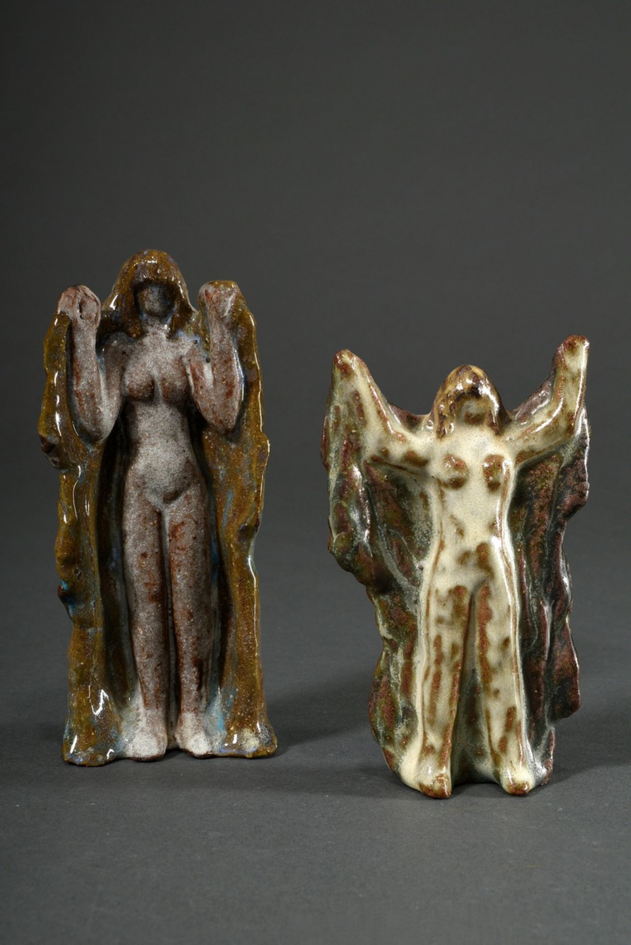 3 Diverse Maetzel, Monika (1917-2010) Figuren "Weiblicher Akt mit Tuch", Keramik hell glasiert, 2x  - Bild 2 aus 7