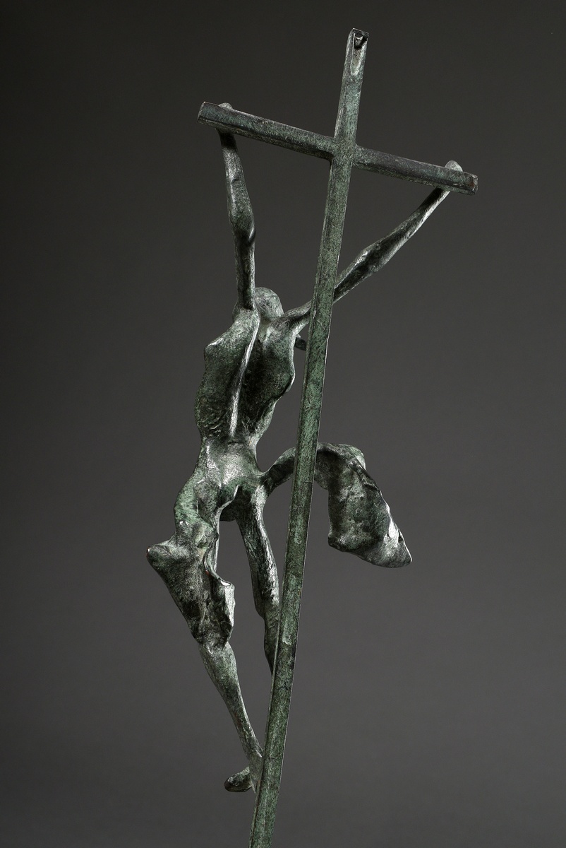 Capellini, Sergio (*1942) "Christ on the cross", bronze green patinated, sign., 44x11,5cm, min. rub - Image 3 of 6