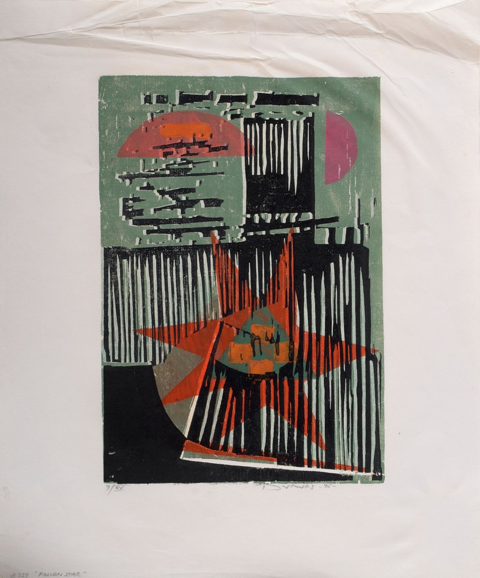 Drewes, Werner (1899-1985) "Fallen Star" 1976, color woodcut, 9/25, b. sign./dat./num./titl., cat.  - Image 2 of 3