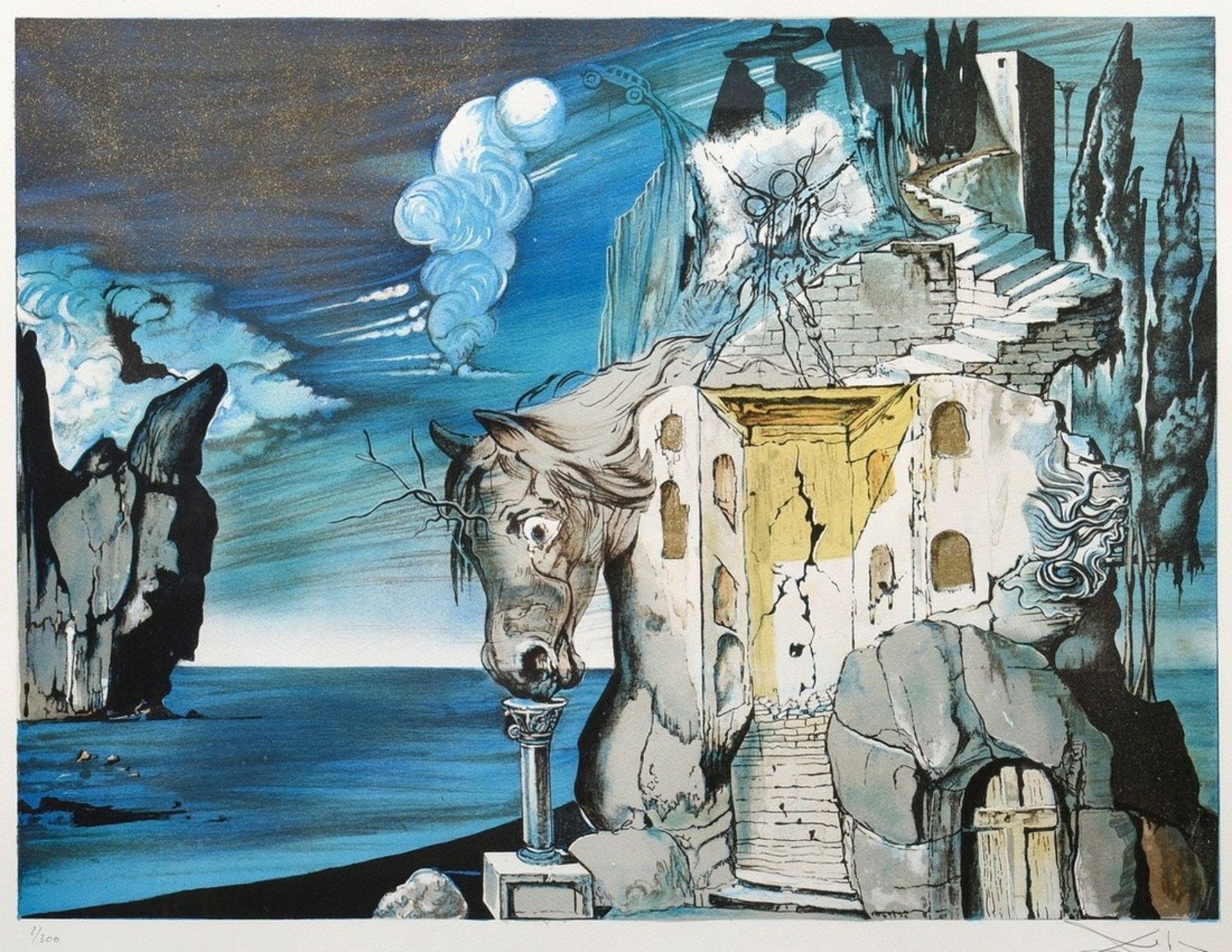 Dalí, Salvador (1904-1989) "The Wild Tristan", color lithograph with gold tinsel, 2/300, below num.