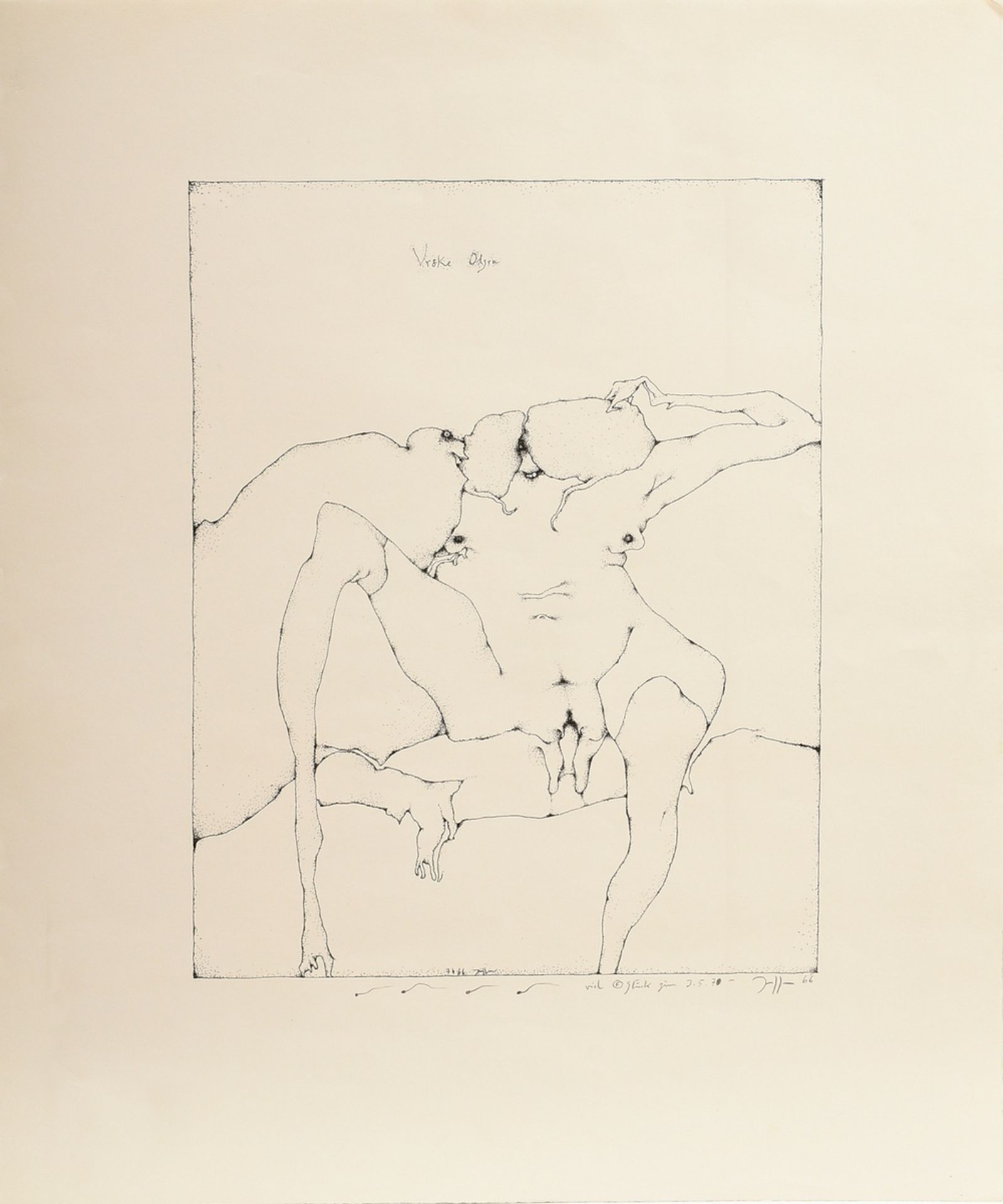 Janssen, Horst (1929-1995) "Vroeke Olzen" 1966/1970, Lithographie, u.r. sign./dat./gewidmet, i. Ste - Bild 2 aus 3