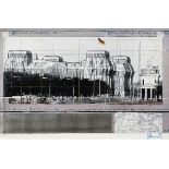 Christo (1935-2020) "Wrapped Reichstag" 1994, Farboffsetlithographie/Collage, u.r. sign., i.d. Plat