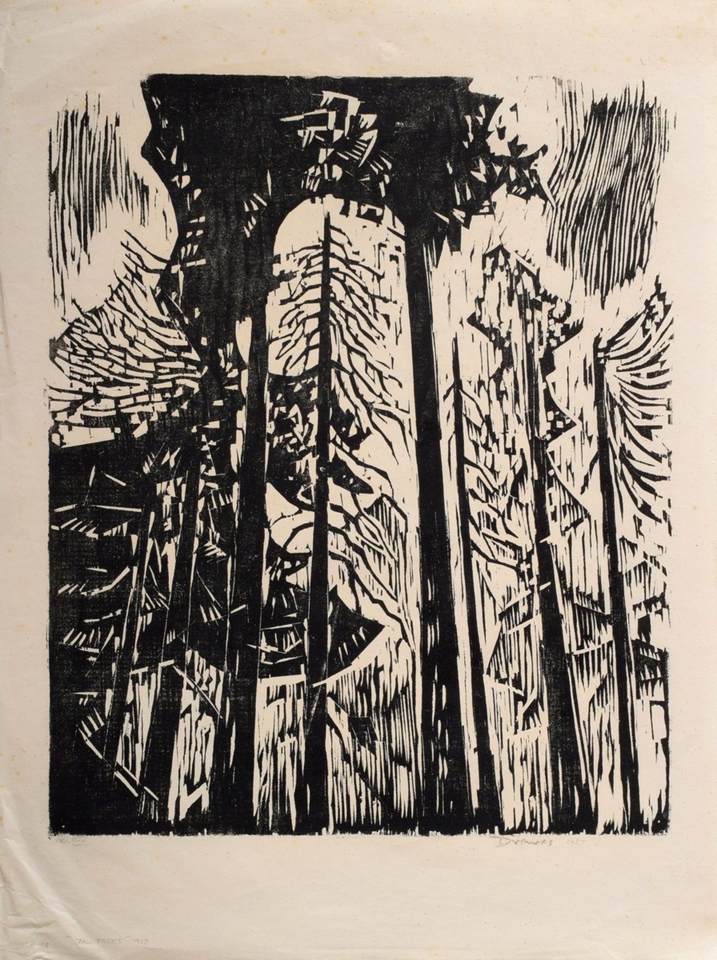 Drewes, Werner (1899-1985) "Hohe Bäume" 1957, Holzschnitt, 18/30, u. sign./dat./num., WVZ Rose 182,
