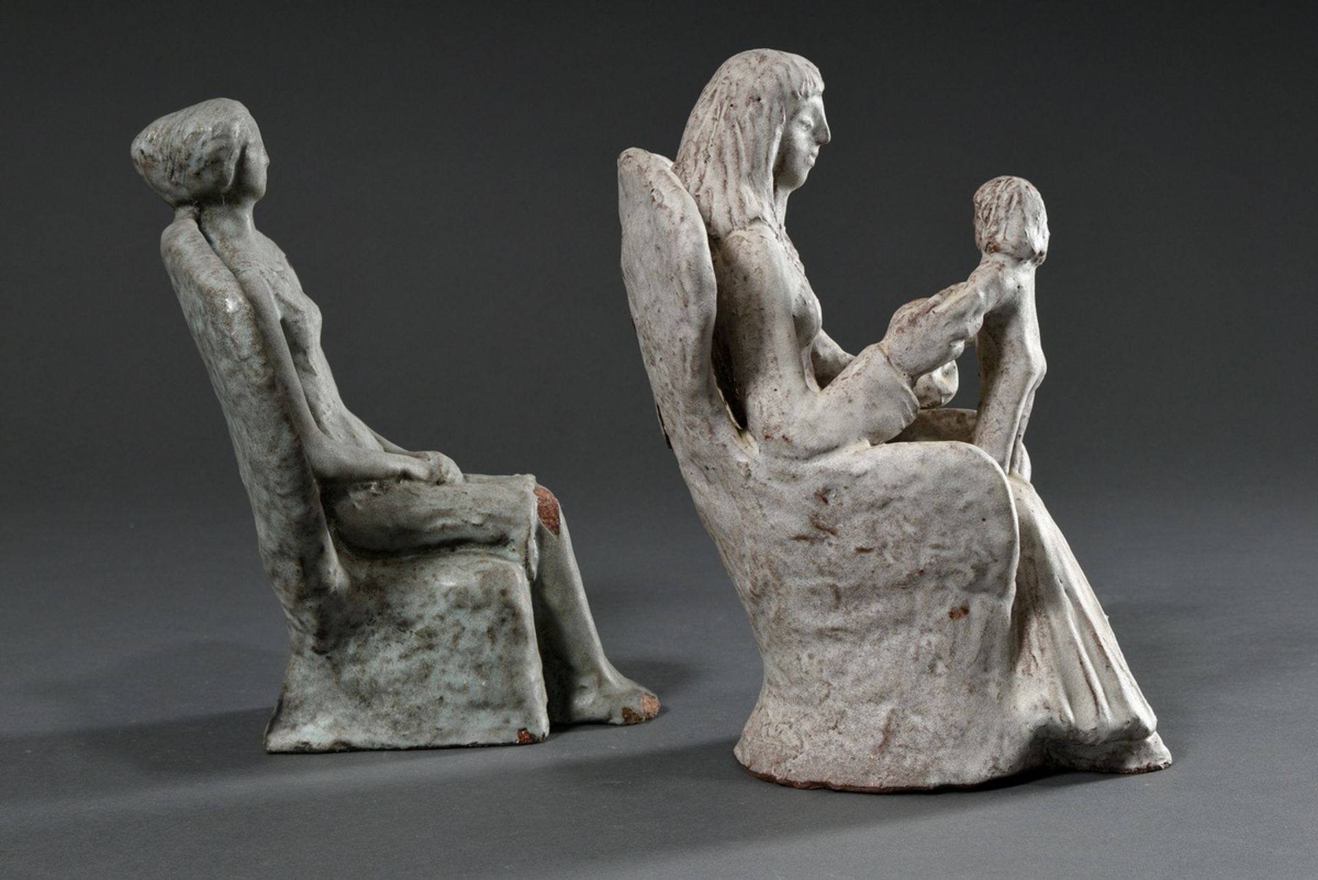 2 Various Maetzel, Monika (1917-2010) large figures "Mother with child in wing chair" and "Woman on - Image 3 of 6