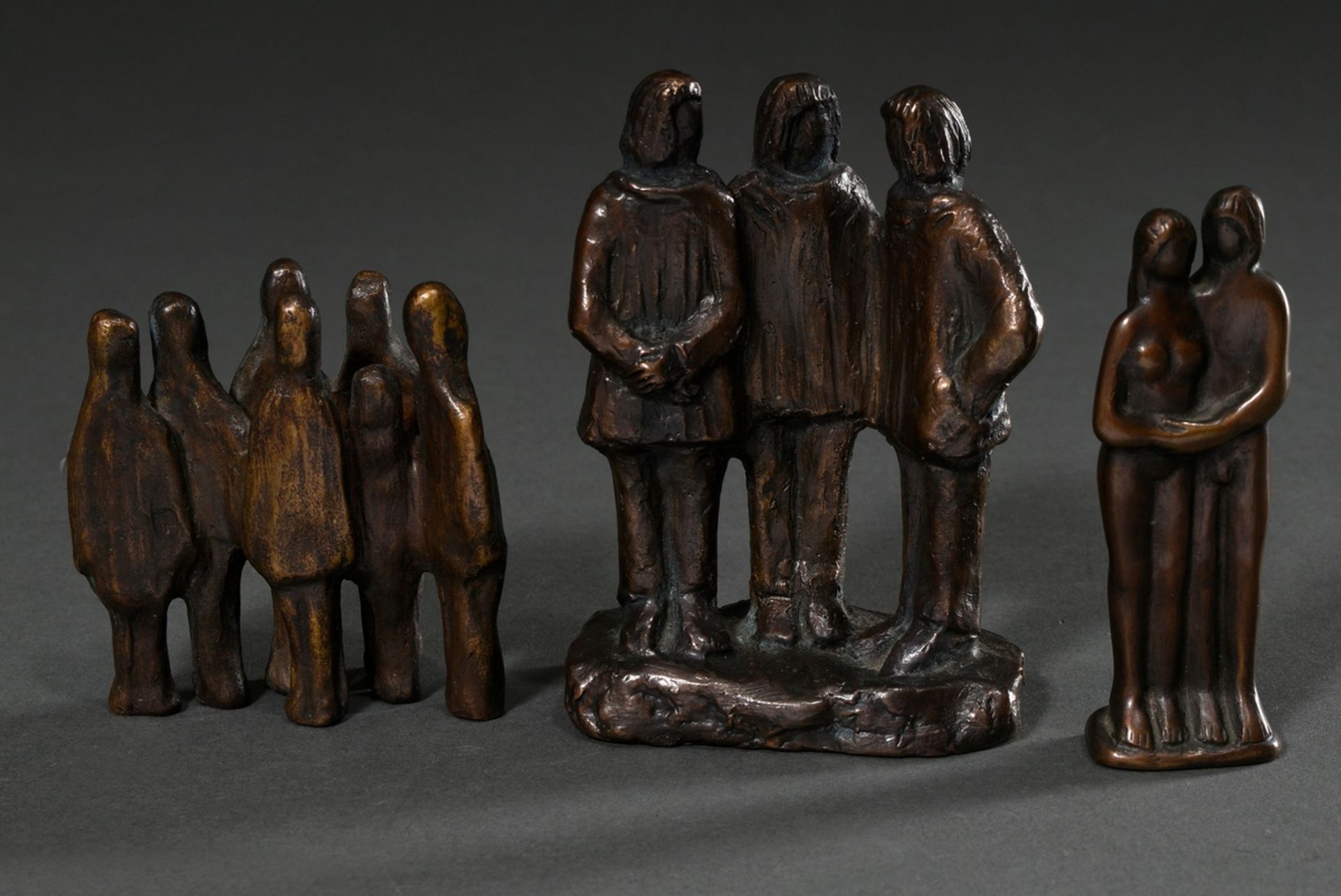 3 Various Maetzel, Monika (1917-2010) figure groups "Three persons", "Seven persons" and "Adam and 