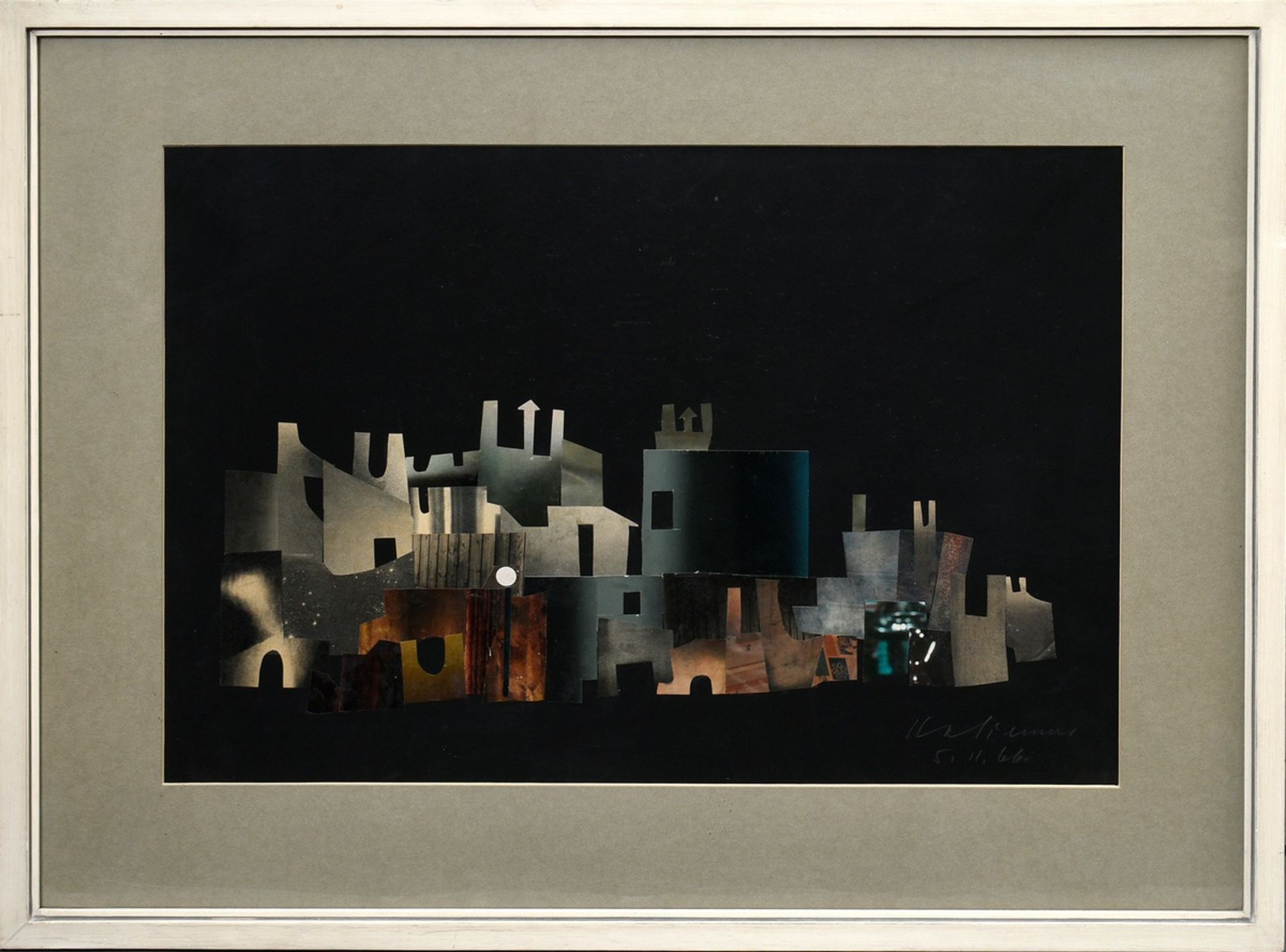 Unbekannter Künstler des 20.Jh. "Stadtansicht" 1966, Collage, u.r. sign./dat., 46x66cm (m.R. 68,2x8