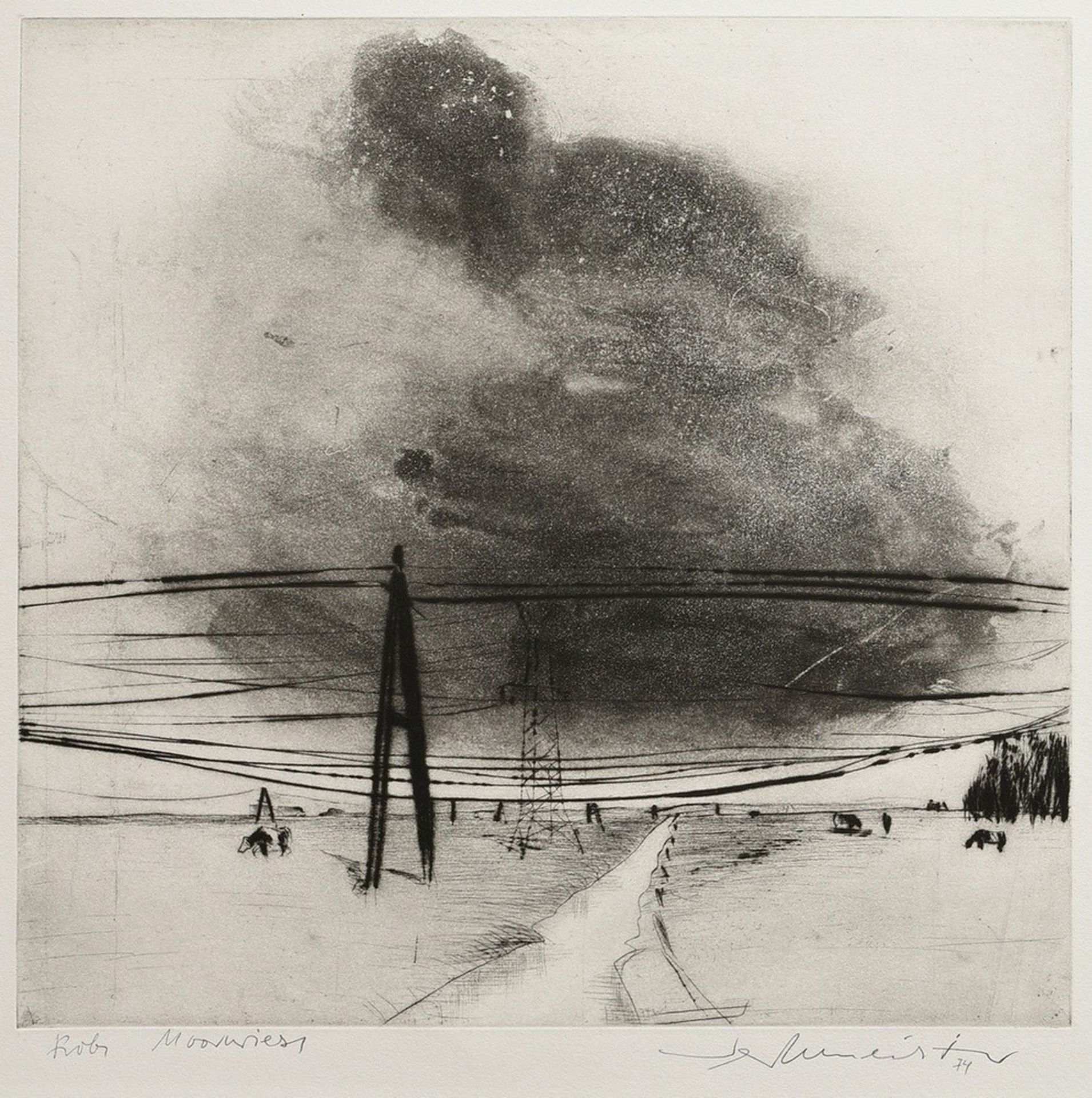 2 Werkmeister, Wolfgang (*1941) "Moorwiese" 1974 and "Hamburger Hafen" 1979, etchings, proofs, b. s - Image 2 of 7