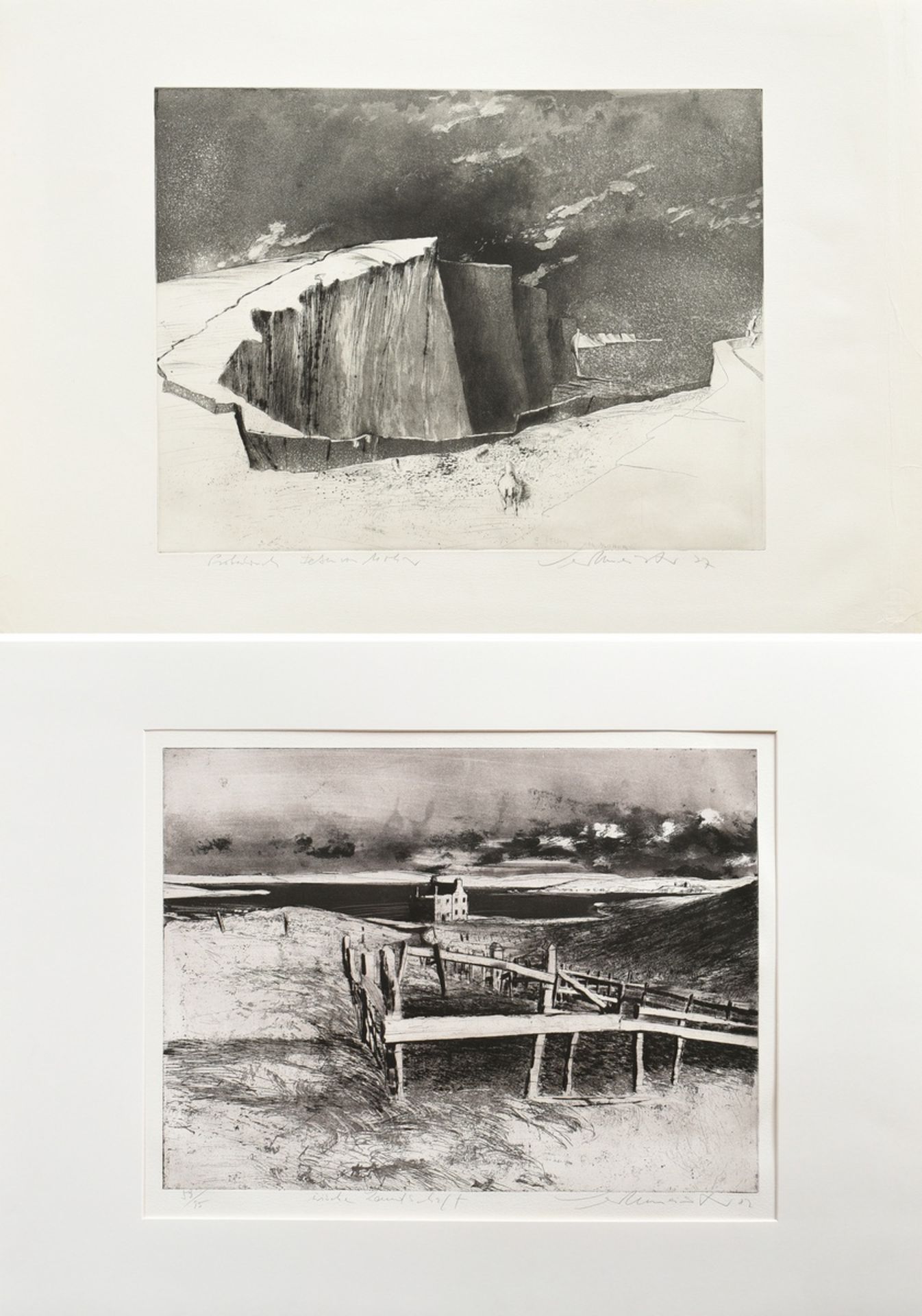 2 Werkmeister, Wolfgang (*1941) "Irische Landschaft" 1982 und "Felsen von Moher (Irland)" 1977, Rad